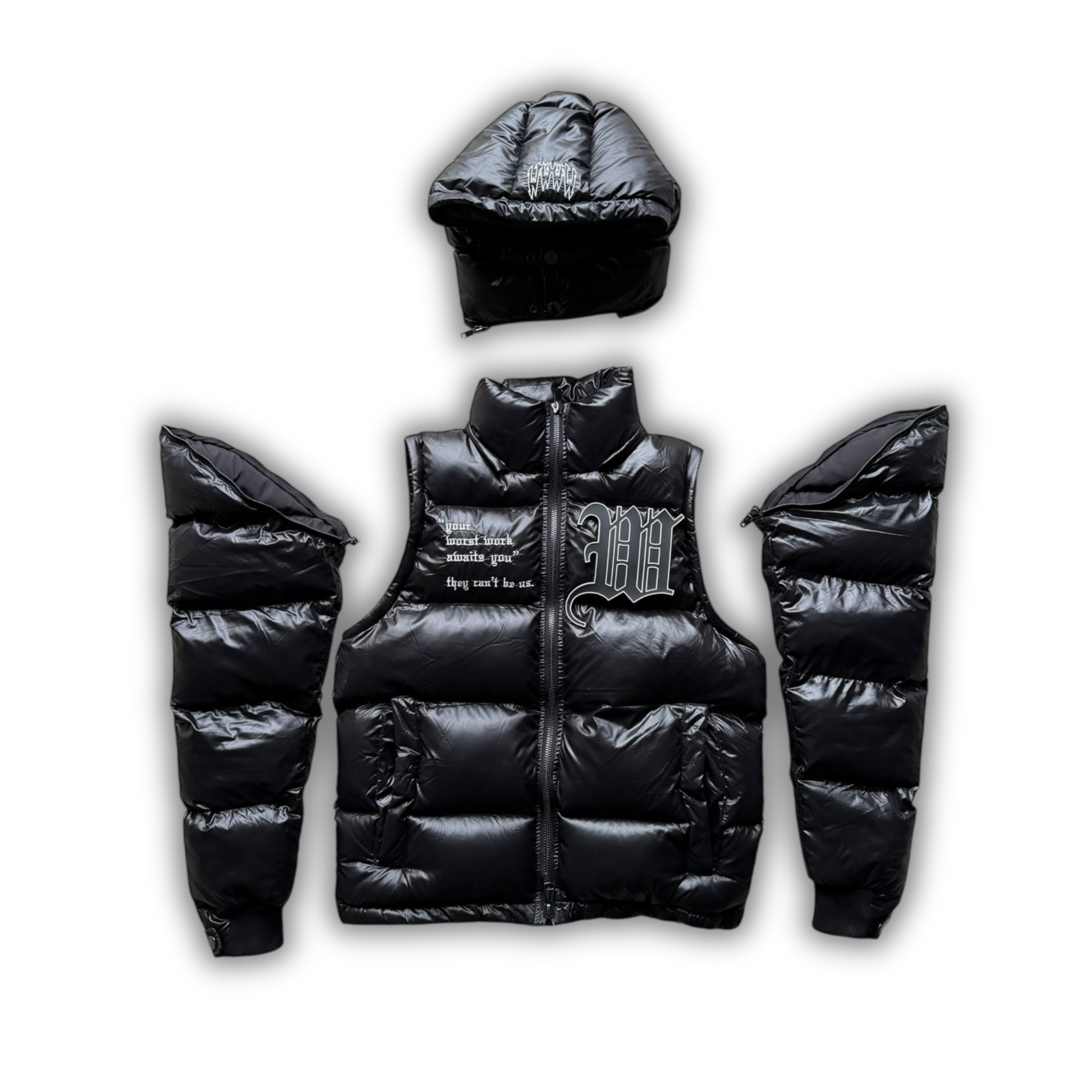 SHINY BLACK 3 IN 1 PUFFER
