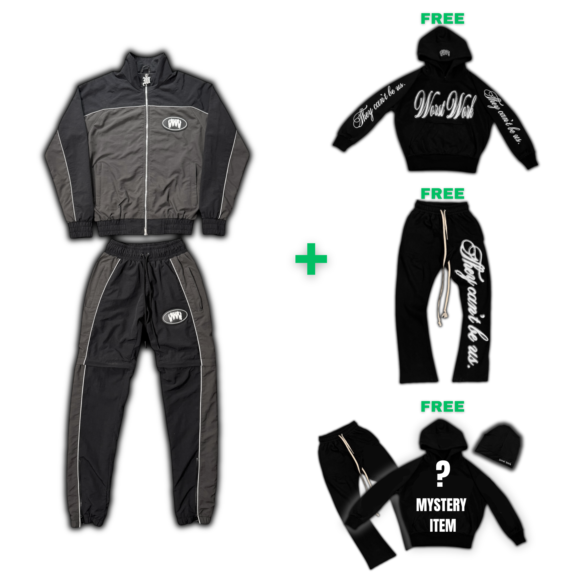 BLACK SMOKE SHELL SUIT + 3 FREE BUNDLE
