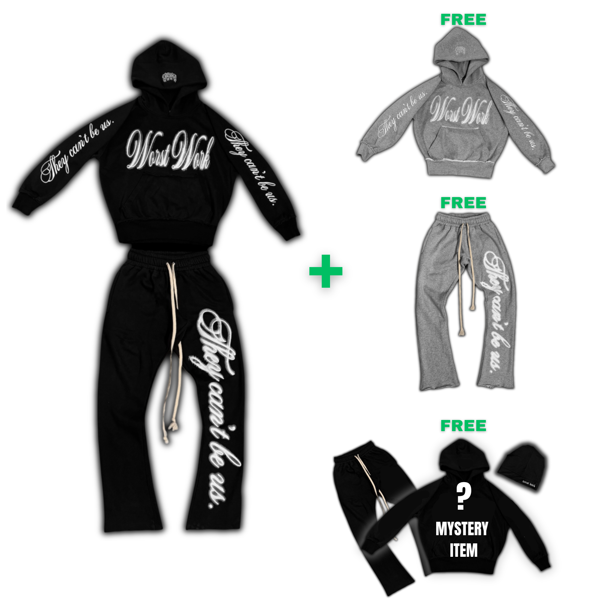 BLUR SWEATSUIT BLACK + FREE BUNDLE