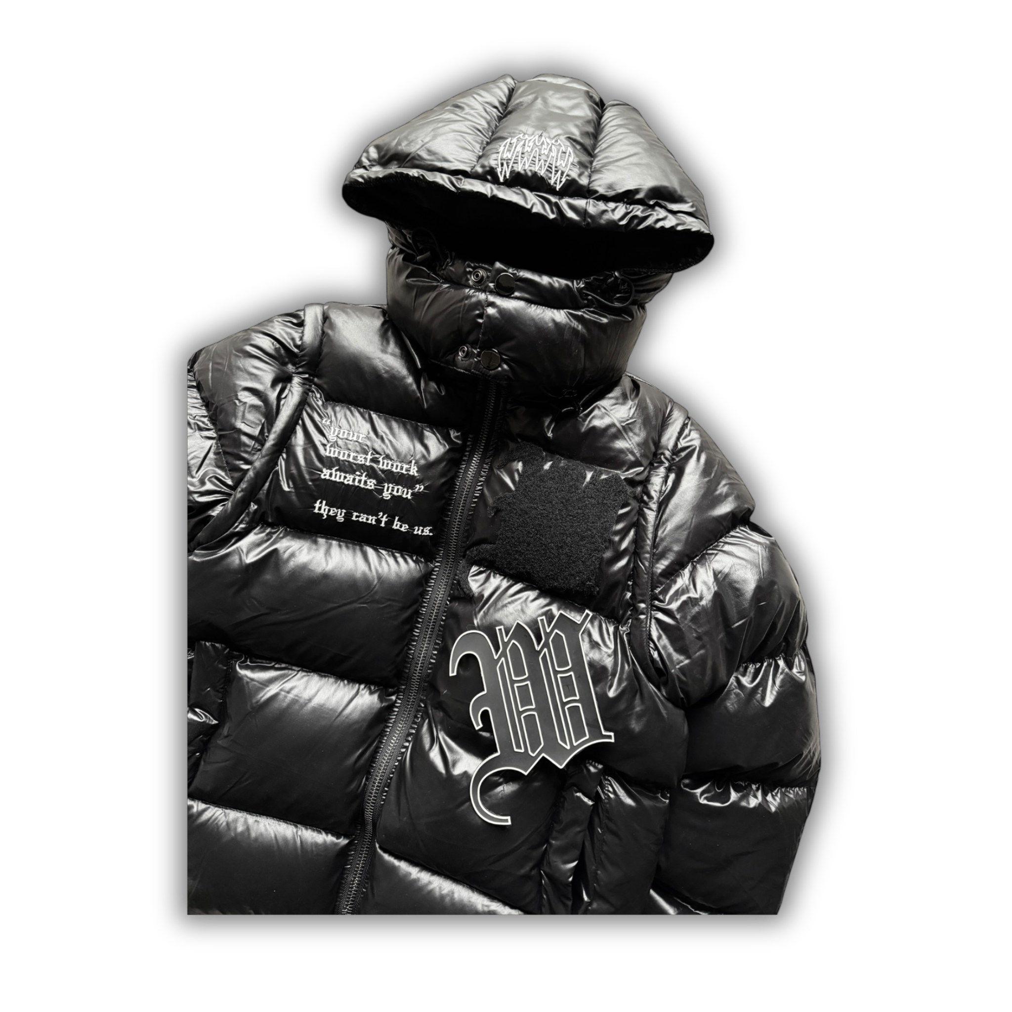 SHINY BLACK 3 IN 1 PUFFER