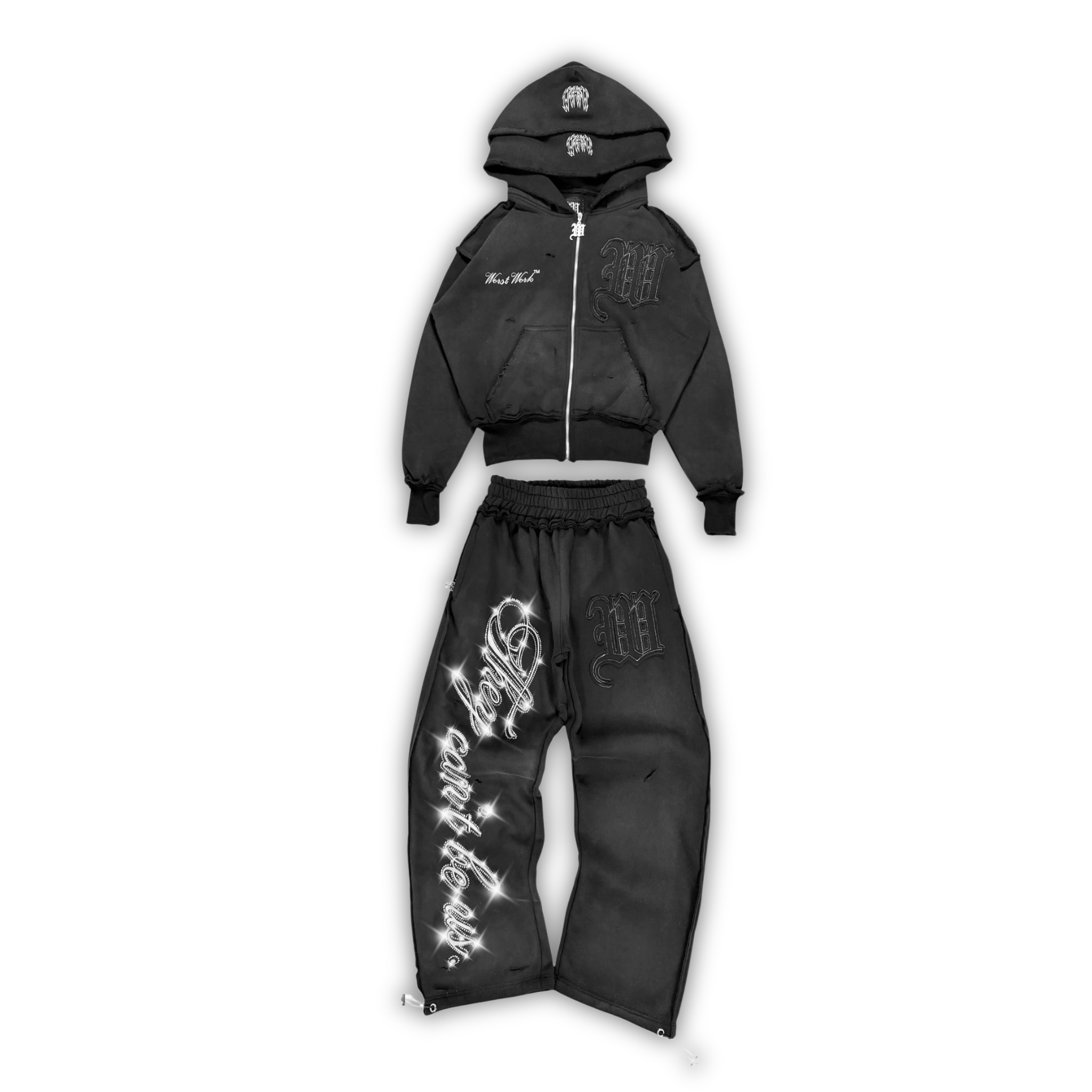 "ASPHALT" CRYSTALIZED SWEATSUIT
